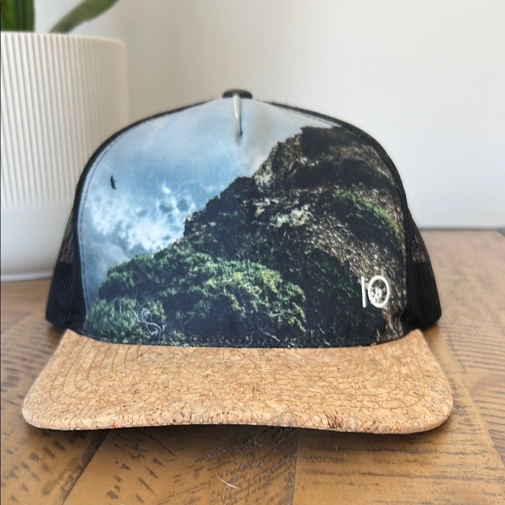 TenTree Nature Print Trucker Hat with Cork Brim